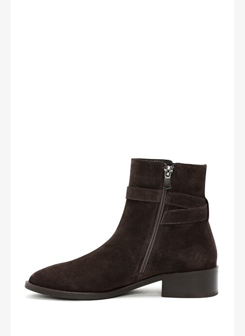 Kadın Kahverengi Fermuarlı Süet Deri Bot 25WFD150910 - Görsel 3