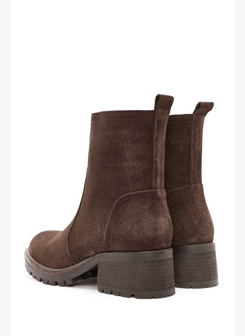 Kadın Kahverengi Fermuarlı Süet Deri Bot 25WFD151410 - Görsel 8