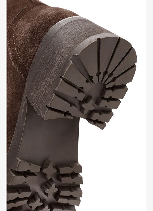 Kadın Kahverengi Fermuarlı Süet Deri Bot 25WFD151410 - Görsel 9