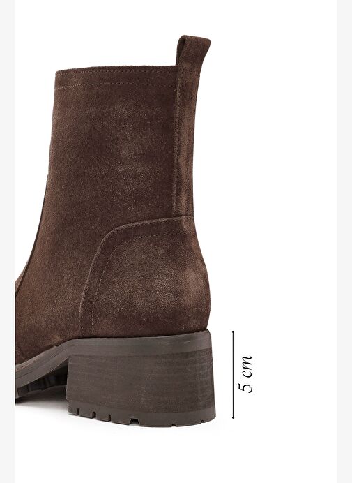Kadın Kahverengi Fermuarlı Süet Deri Bot 25WFD151410 - Görsel 3