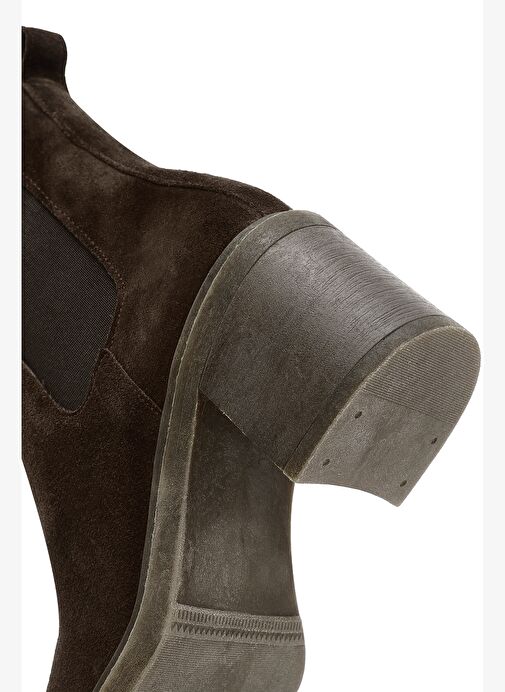 Kadın Kahverengi Kalın Topuklu Süet Deri Chelsea Bot 25WFD151510 - Görsel 9