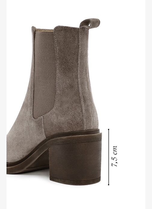 Kadın Vizon Kalın Topuklu Süet Deri Chelsea Bot 25WFD151510 - Görsel 3