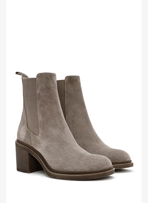 Kadın Vizon Kalın Topuklu Süet Deri Chelsea Bot 25WFD151510 - Görsel 6