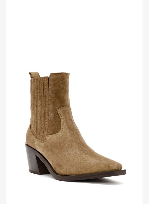 Kadın Kahverengi Kalın Topuklu Süet Deri Kovboy Bot 25WFD151610 - Görsel 9