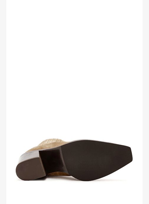 Kadın Kahverengi Kalın Topuklu Süet Deri Kovboy Bot 25WFD151610 - Görsel 7