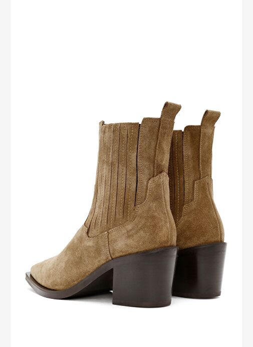 Kadın Kahverengi Kalın Topuklu Süet Deri Kovboy Bot 25WFD151610 - Görsel 8