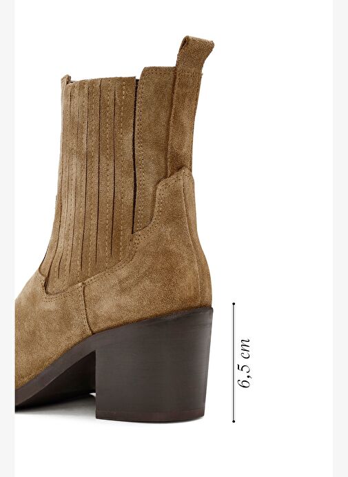 Kadın Kahverengi Kalın Topuklu Süet Deri Kovboy Bot 25WFD151610 - Görsel 3