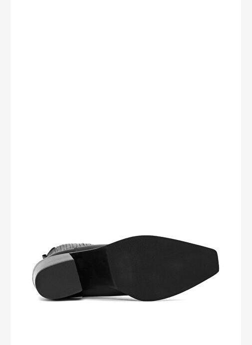 Kadın Siyah Kalın Topuklu Deri Kovboy Bot 25WFD151618 - Görsel 7