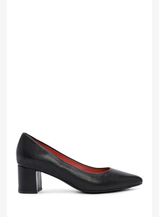 Derimod Gritti Kadın Siyah Kalın Topuklu Deri Ayakkabı 25AFD110318 - Görsel 2