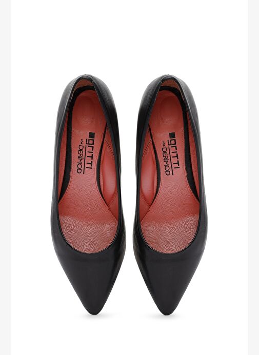 Derimod Gritti Kadın Siyah Kalın Topuklu Deri Ayakkabı 25AFD110318 - Görsel 8