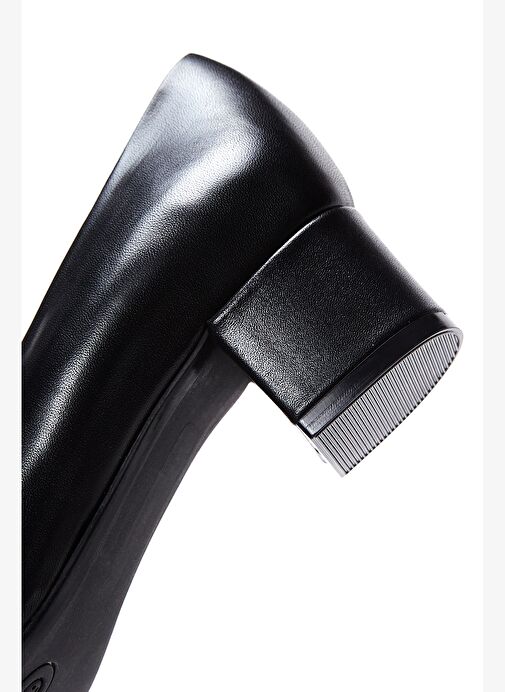 Derimod Gritti Kadın Siyah Kısa Kalın Topuklu Deri Ayakkabı 25AFD110518 - Görsel 8