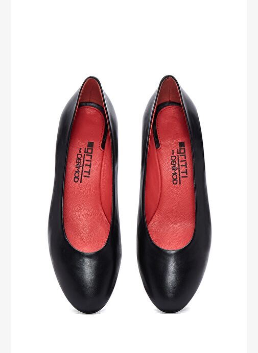 Derimod Gritti Kadın Siyah Kısa Kalın Topuklu Deri Ayakkabı 25AFD110518 - Görsel 7