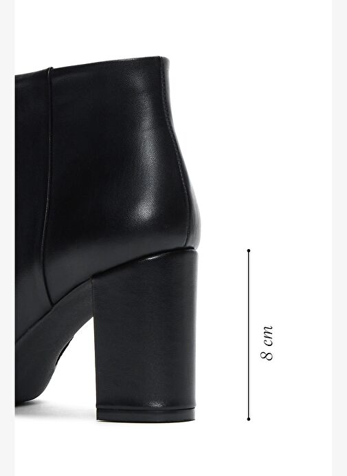 Kadın Siyah Fermuarlı Topuklu Deri Bot 25WFD111018 - Görsel 3