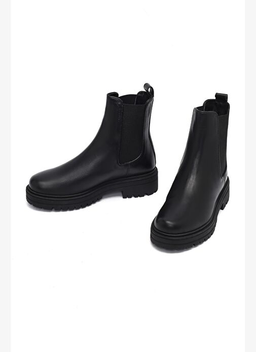 Kadın Siyah Deri Chelsea Bot 25WFD110718 - Görsel 4