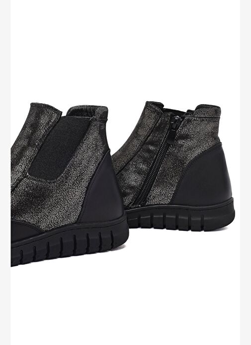 Kadın Siyah Fermuarlı Deri Comfort Bot 25WFD360014 - Görsel 9