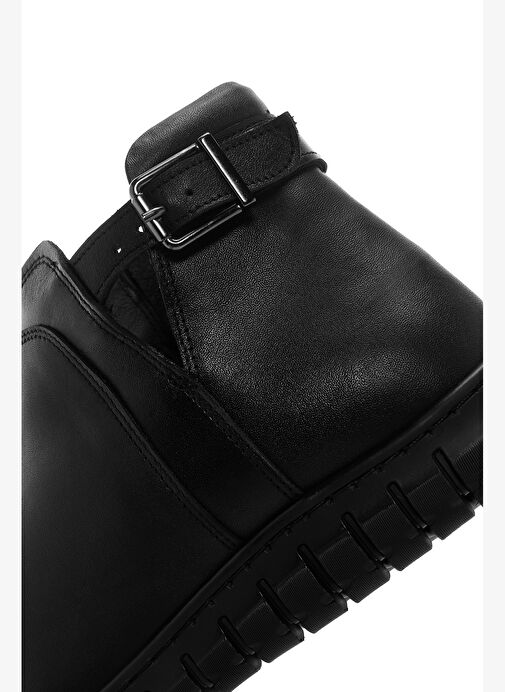 Kadın Siyah Fermuarlı Toka Detaylı Deri Comfort Bot 25WFD360118 - Görsel 8