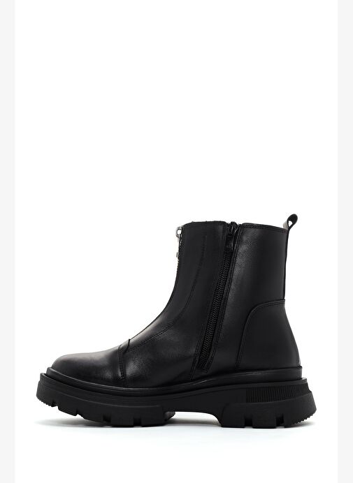 Kadın Siyah Fermuarlı Deri Bot 25WFD360318 - Görsel 3