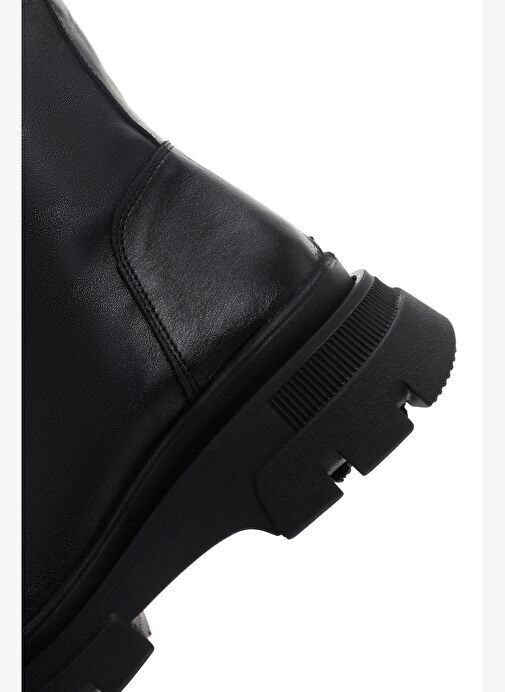 Kadın Siyah Fermuarlı Deri Bot 25WFD360318 - Görsel 8