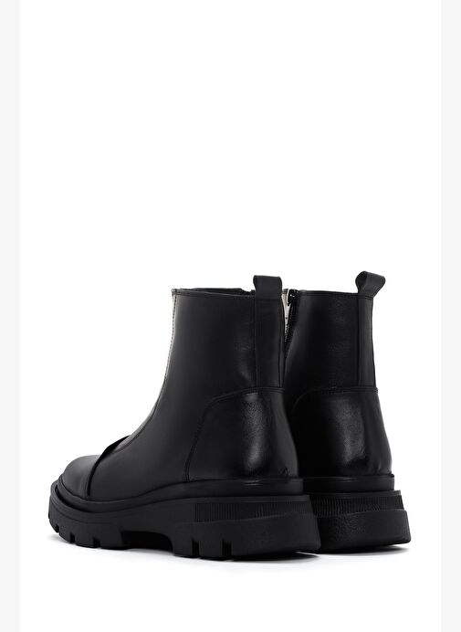 Kadın Siyah Fermuarlı Deri Bot 25WFD360318 - Görsel 7