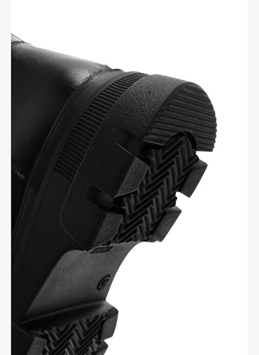 Kadın Siyah Fermuarlı Deri Bot 25WFD360318 - Görsel 9