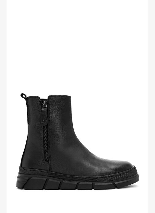 Kadın Siyah Fermuarlı Deri Comfort Bot 25WFD360418 - Görsel 2