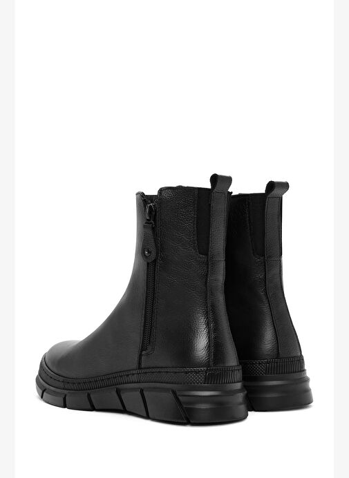 Kadın Siyah Fermuarlı Deri Comfort Bot 25WFD360418 - Görsel 7