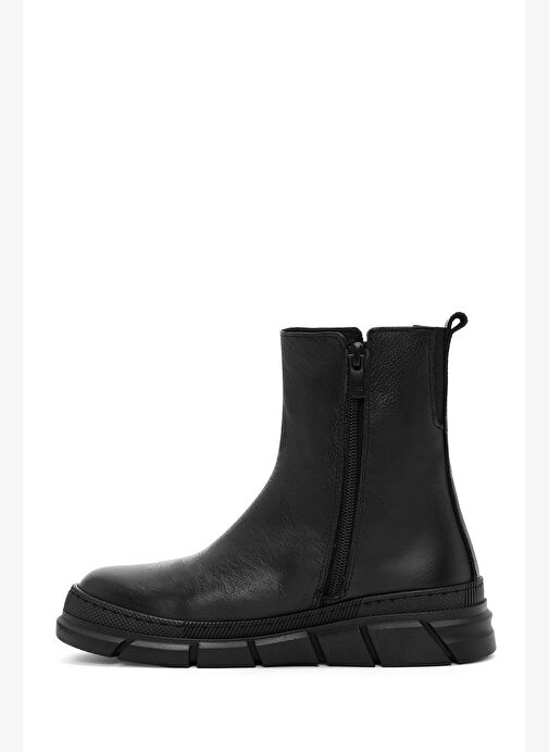 Kadın Siyah Fermuarlı Deri Comfort Bot 25WFD360418 - Görsel 3