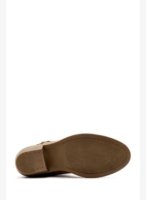 Kadın Vizon Kısa Kalın Topuklu Süet Deri Kovboy Bot 25AFD184210 - Görsel 7