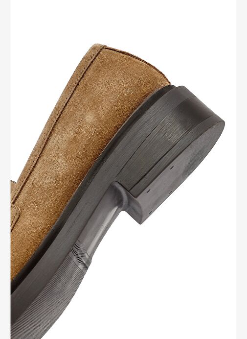 Kadın Taba Tokalı Süet Deri Maskülen Loafer 25AFD183810 - Görsel 9