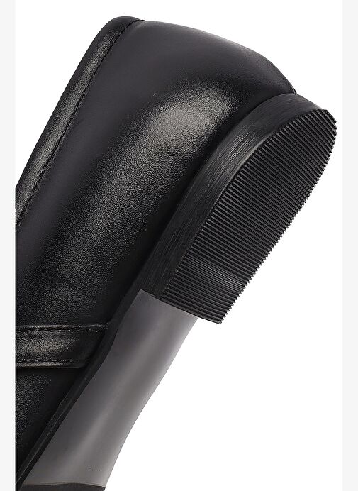 Kadın Siyah Tokalı Deri Babet 25AFD184318 - Görsel 9