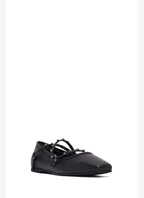 Kadın Siyah Tokalı Deri Babet 25AFD184618 - Görsel 7