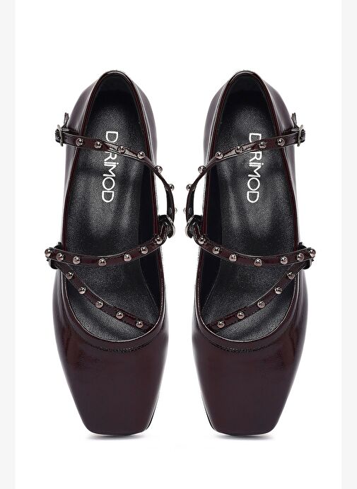 Kadın Bordo Tokalı Rugan Deri Babet 25AFD184616 - Görsel 8