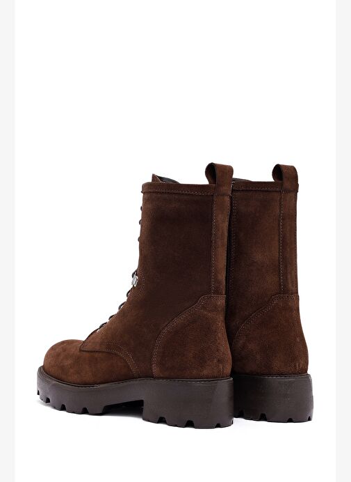 Kadın Kahverengi Fermuarlı Süet Deri Postal Bot 25WFD186210 - Görsel 7