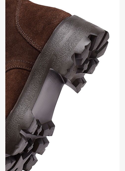 Kadın Kahverengi Fermuarlı Süet Deri Postal Bot 25WFD186210 - Görsel 9