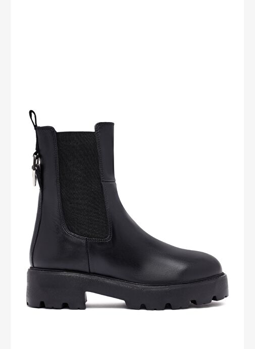 Kadın Siyah Kalın Tabanlı Deri Chelsea Bot 25WFD186318 - Görsel 2