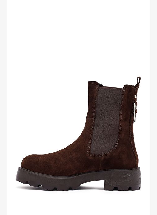 Kadın Kahverengi Kalın Tabanlı Süet Deri Chelsea Bot 25WFD186310 - Görsel 3