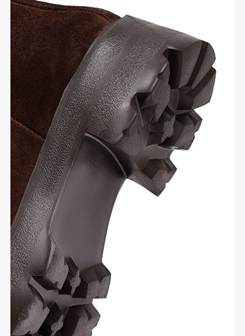 Kadın Kahverengi Kalın Tabanlı Süet Deri Chelsea Bot 25WFD186310 - Görsel 9