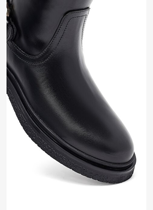 Kadın Siyah Fermuarlı Deri Bot 25WFD186718 - Görsel 9