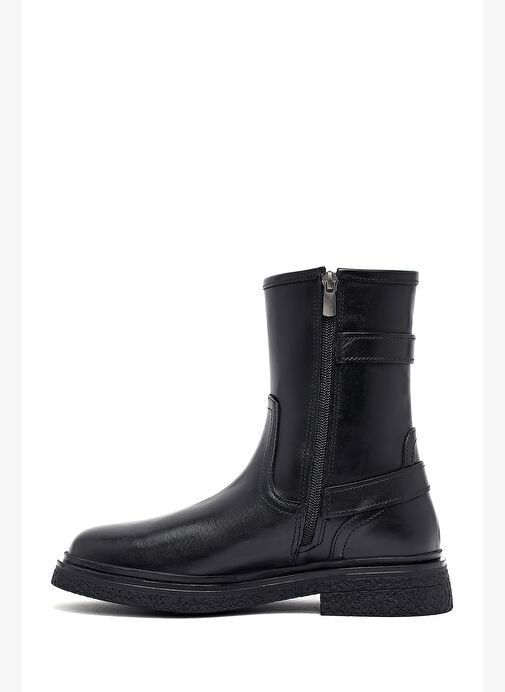 Kadın Siyah Fermuarlı Deri Bot 25WFD186718 - Görsel 3