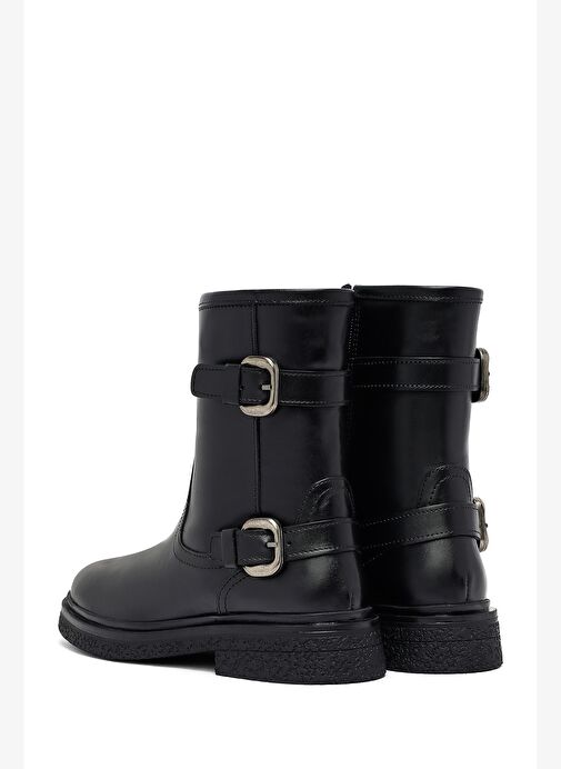 Kadın Siyah Fermuarlı Deri Bot 25WFD186718 - Görsel 7