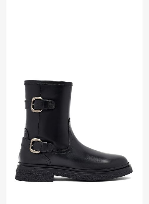 Kadın Siyah Fermuarlı Deri Bot 25WFD186718 - Görsel 2