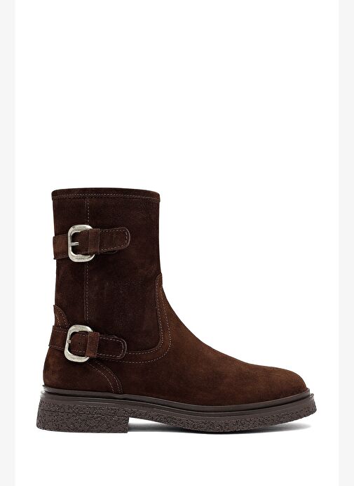 Kadın Kahverengi Fermuarlı Süet Deri Bot 25WFD186710 - Görsel 2