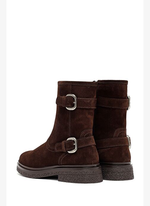 Kadın Kahverengi Fermuarlı Süet Deri Bot 25WFD186710 - Görsel 7