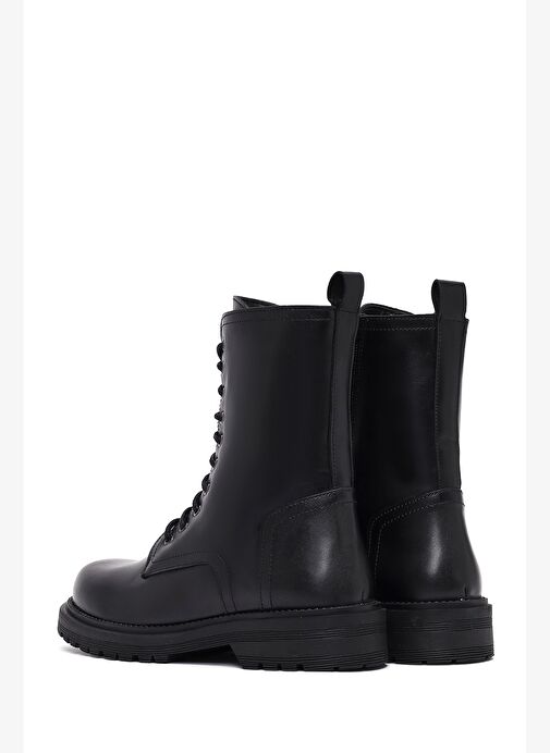Kadın Siyah Fermuarlı Deri Postal Bot 25WFD187018 - Görsel 7