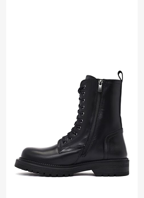 Kadın Siyah Fermuarlı Deri Postal Bot 25WFD187018 - Görsel 3