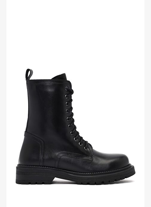 Kadın Siyah Fermuarlı Deri Postal Bot 25WFD187018 - Görsel 2