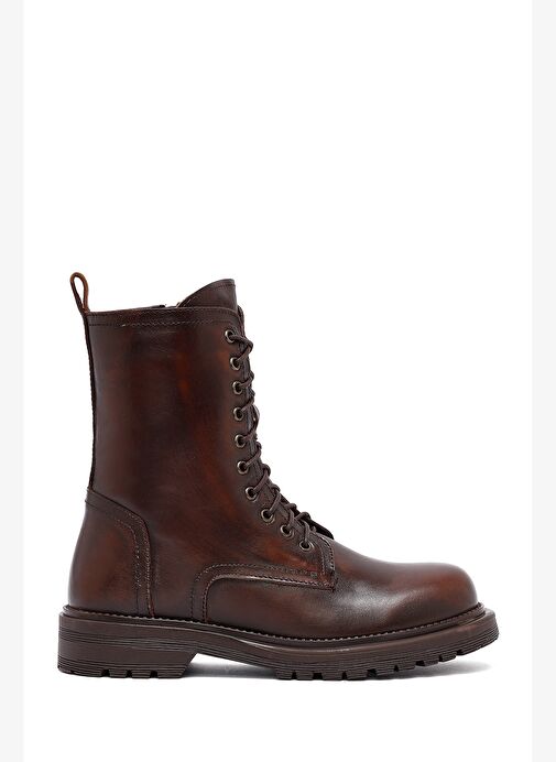 Kadın Kahverengi Fermuarlı Deri Postal Bot 25WFD187018 - Görsel 2