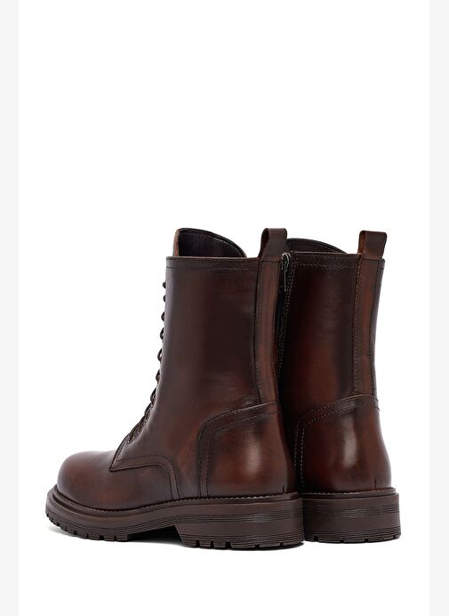 Kadın Kahverengi Fermuarlı Deri Postal Bot 25WFD187018 - Görsel 7