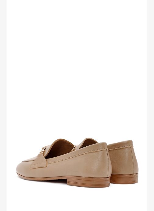 Kadın Pudra Toka Detaylı Deri Maskülen Loafer 25AFD350018 - Görsel 6