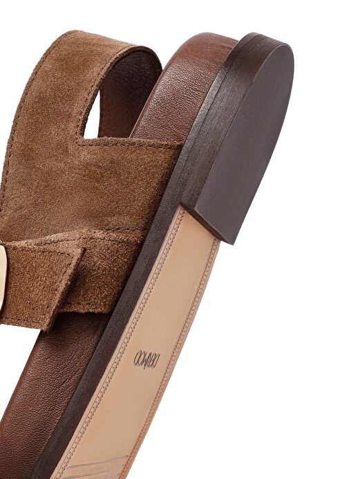 Kadın Vizon Parmak Arası Süet Deri Sandalet 25SFD551310 - Görsel 9